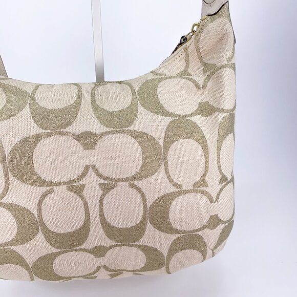 COACH Kristin Signature C Beige Gold Linen Hobo Handbag - M1082-16817 - Picture 13 of 14
